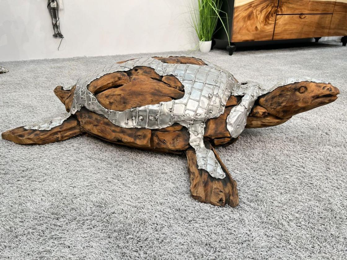 Außergewöhnliche Holzskulptur „Schildkröte“ aus Holz