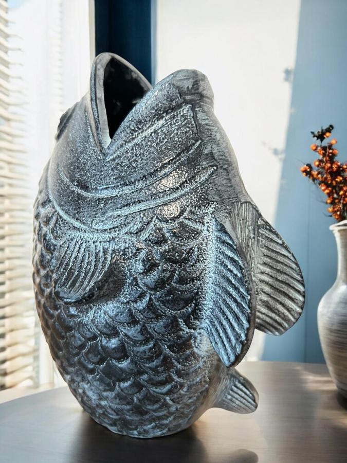 Dekofigur Fisch Vase Metalldeko