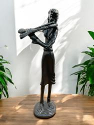 Figur "MUSIKANTIN MIT GEIGE", Höhe 24 cm, Aluminium mit Bronze-Finish