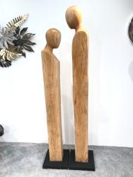 Dekoration "Couple", Höhe 205 & 195 cm, aus Baumstämmen geschnitzt