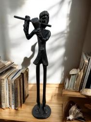 Figur "MUSIKANT MIT QUERFLÖTE", Höhe 26 cm, Aluminium mit Bronze-Finish