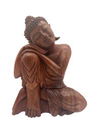 Handgeschnitzte Deko-Skulptur "Buddha L" aus Massivholz ca. H42 x B31 x T14 cm ähnl. Abbildung