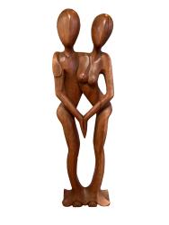 Handgeschnitzte Holzfigur "Hände haltendes Paar" ca. H82 x B22 x T8 cm ähnl. Abbildung