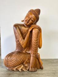 Handgeschnitzte Skulptur "Buddha XXXL" aus Massivholz ca. H97 x B65 x T37 cm ähnl. Abbildung