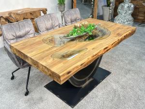 Holztisch für Esszimmer "Deep Island" ca. 160 x 90 x 78 cm mit 10 cm massiver Tischplatte