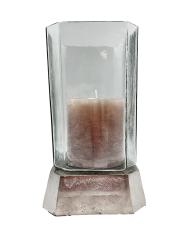 Kerzenhalter Windlicht aus Nickel und Glas ca. H24 x B14 x T14 cm