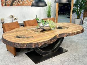 Unikat Esstisch / Designtisch aus recyceltem Altholz "Fusion" ca. 251 x 113-130 x 78 cm