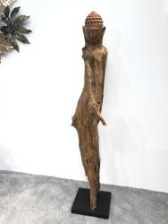 Dekoration Aufsteller "Geschnitzte Figur" aus einem Teak Baumstamm ca. H178 x B35 x T30 cm