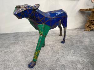 Dekoskulptur Panther ca. 185 x 90 x 30 cm aus recyceltem Metall