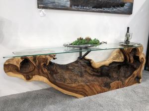 Sideboard "Suar" 245 x 44,5 x 70 cm aus einem massiven Suarholz Baumstamm