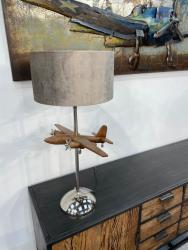 Tischlampe  "Flugzeug" Höhe ca. 79 cm, Breite ca. 39 cm aus Edelstahl