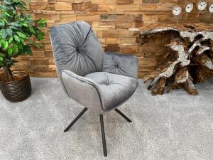 Stuhl "Catania grau" mit Armlehne und Metallgestell