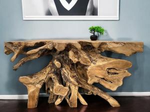 Wurzel-Sideboard "ROOTS", ca. L150 x T48 x H79 cm, aus einer alten Teak-Baumwurzel