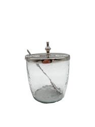 Zuckerbehälter aus Glas und verchromtem Stahl ca. Ø 10 x H10 cm